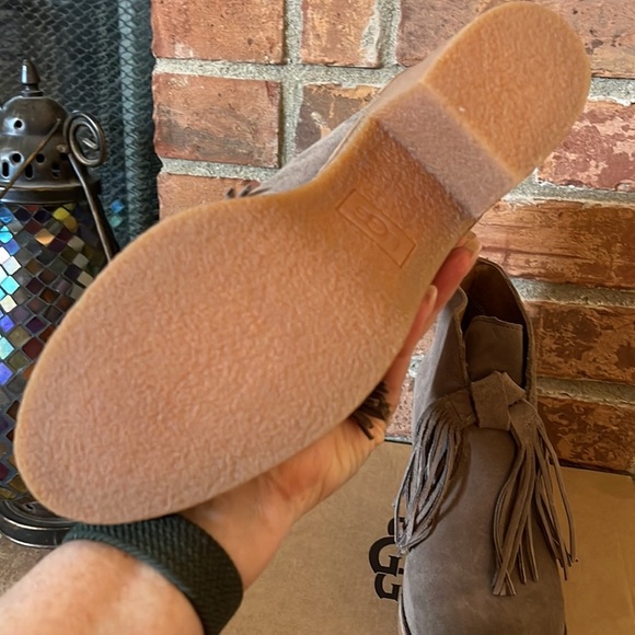 NIB UGG Corin Tassel Suede Block Heel Booties - Picture 7 of 8
